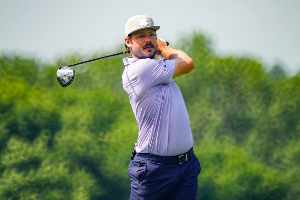 OMAHA, NEBRASKA - AUGUST 07:  Doc Redman of the United States hits his tee shot on the third hole during the first round of the Pinnacle Bank Championship presented by Woodhouse 2025 at The Club at Indian Creek on August 07, 2025 in Omaha, Nebraska. (Photo by Jay Biggerstaff/Getty Images)