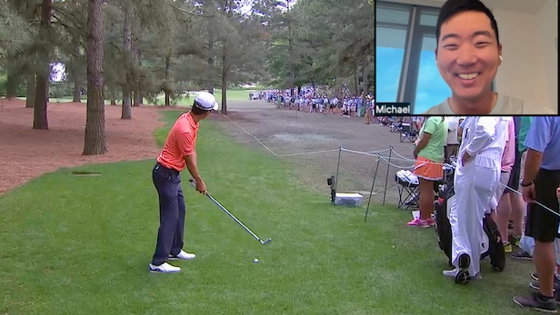 Michael Kim roasts himself while rewatching the opening round from his Masters debut