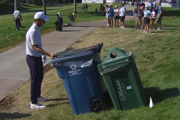 Jordan Spieth makes birdie from under some trash cans, is already in vintage form at the John Deere 