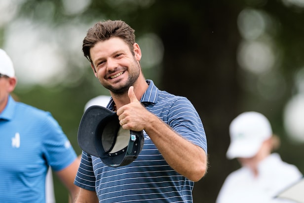 Watch this eagle putt dramatically hang before dropping for Doc Redman to win Korn Ferry Tour playoff
