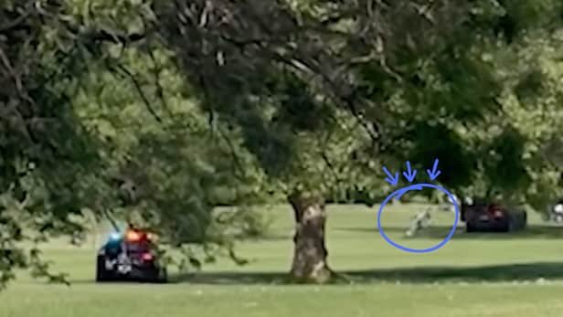 Watch this man jump out of a moving car during a New York golf course ...