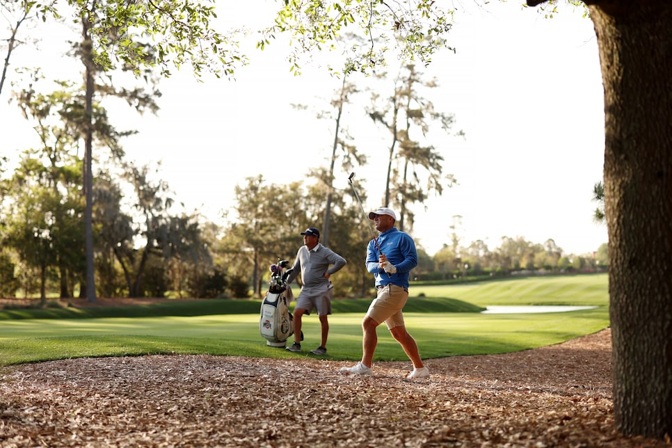 PONTE VEDRA BEACH, FLORIDA - MARCH 08: Ryan Armour of the United States plays an approach shot during a practice round prior to THE PLAYERS Championship on THE PLAYERS Stadium Course at TPC Sawgrass on March 08, 2023 in Ponte Vedra Beach, Florida. (Photo by Richard Heathcote/Getty Images)