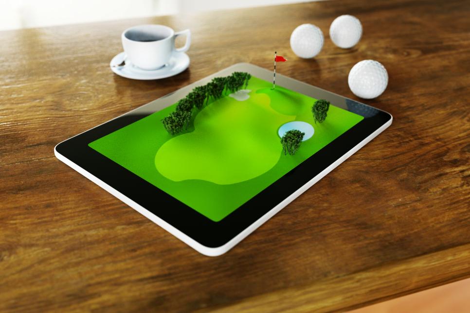 Playing golf on tablet or visualising golf courses from home.