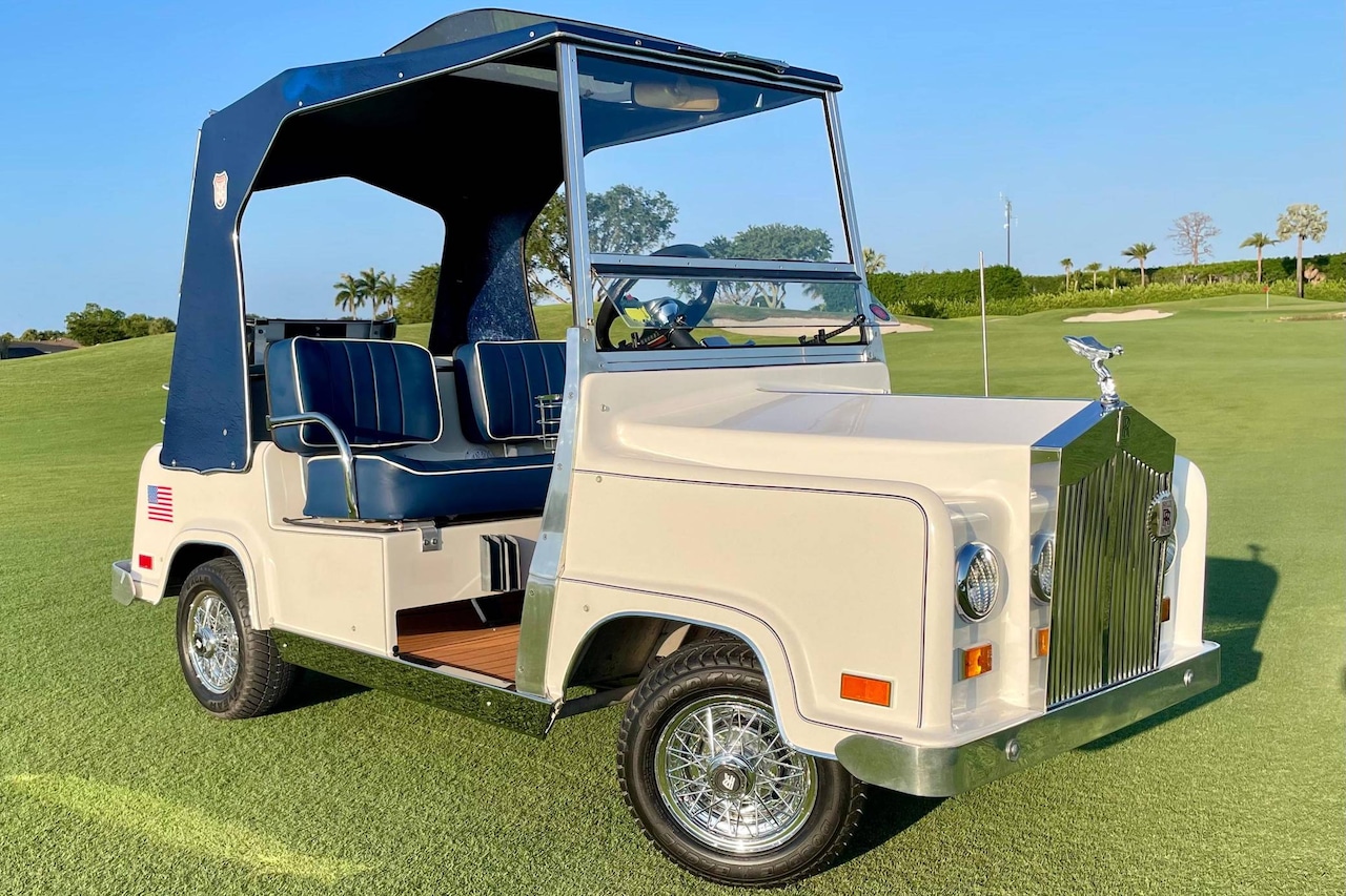 This Rolls Royce themed golf cart for sale makes the walk versus ride decision easy Golf News and Tour Information GolfDigest