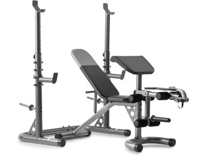 Weider XRS 20 Adjustable Bench with Olympic Squat Rack and Preacher Pad, 610 Lb. Weight Limit