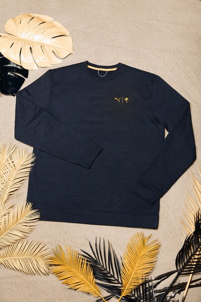 PUMA X Palm Tree Crew Men's CLOUDSPUN Golden Crewneck Golf Sweatshirt