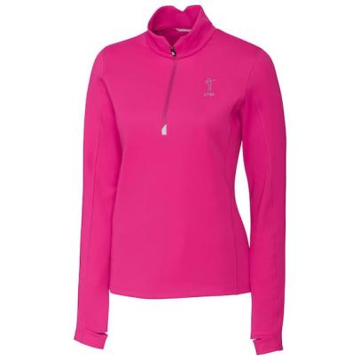 LPGA Cutter & Buck Women's Traverse DryTec Half-Zip Pullover Jacket - Pink
