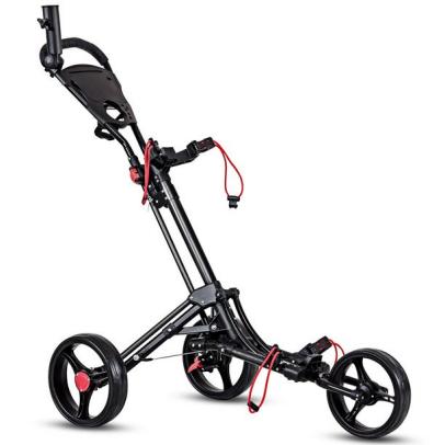 Costway Foldable 3 Wheel Steel Golf Pull Push Cart Trolley Club w/ Umbrella Holder