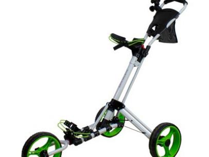 Northlight 48" White and Green Easy Folding 3 Wheel Golf Bag Push Cart