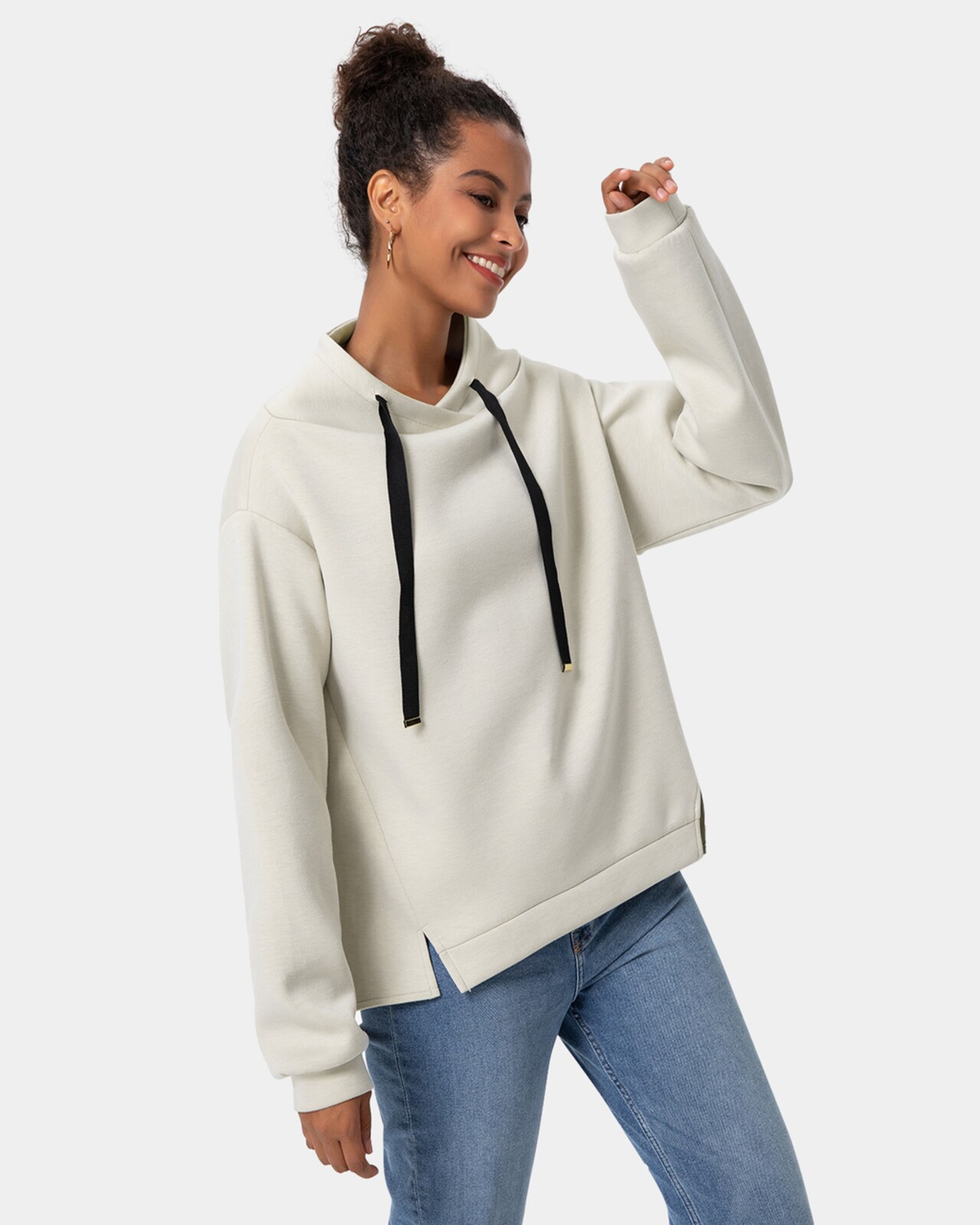 long sweatshirt with hood