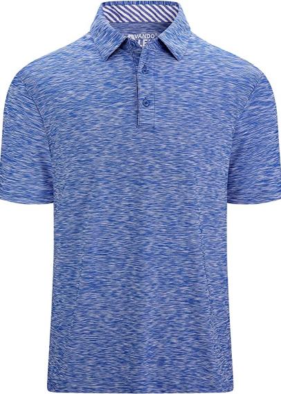 Alex Vando Mens Blue Heather Golf Shirt