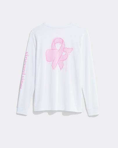 Limited-Edition Women's Breast Cancer Awareness Watercolor Long-Sleeve Pocket Tee