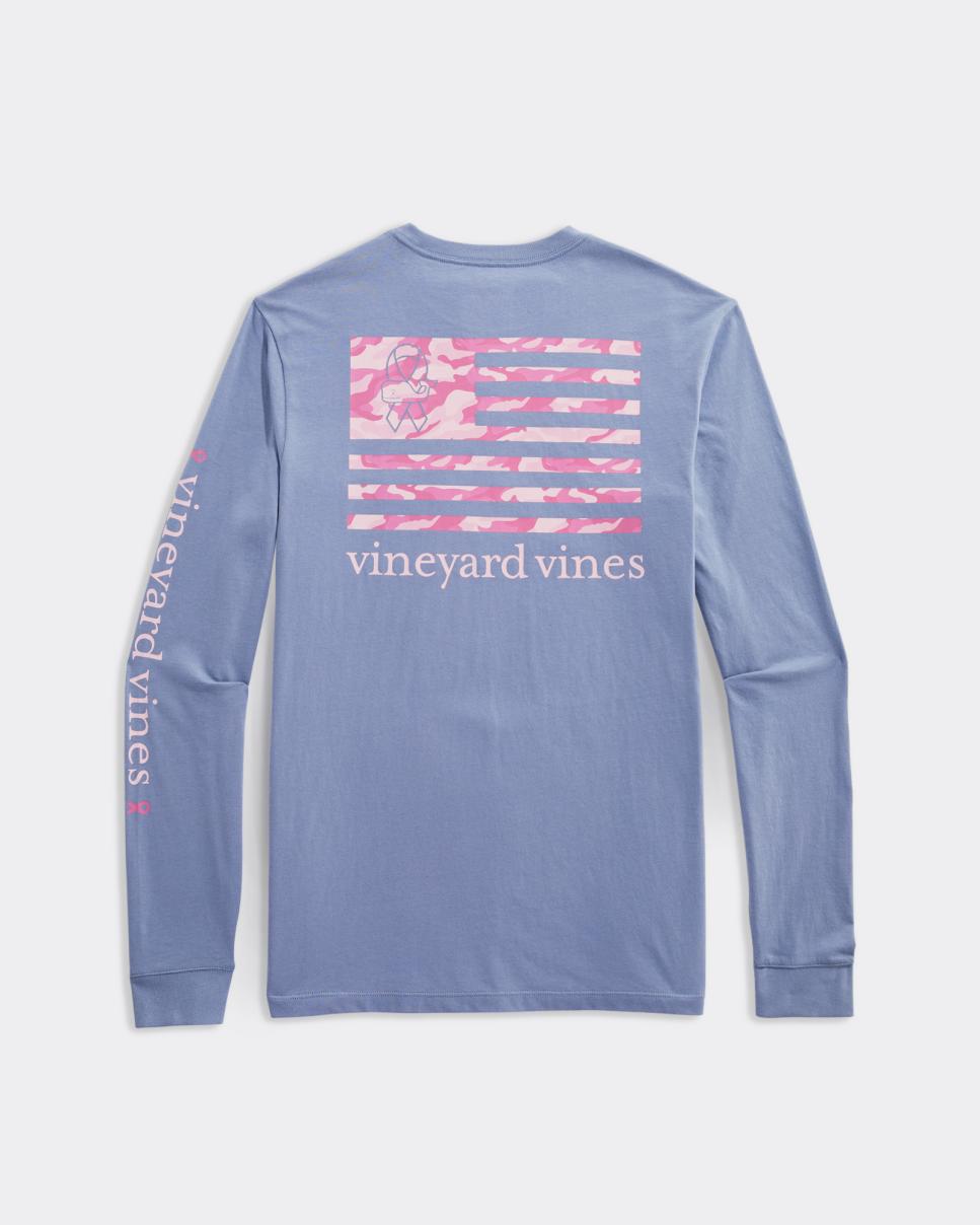 Vineyard Vines Limited-Edition Breast Cancer Awareness Camo Flag Long-Sleeve Pocket Tee