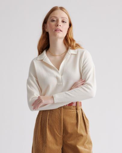 QuinceMongolian Cashmere Polo Sweater