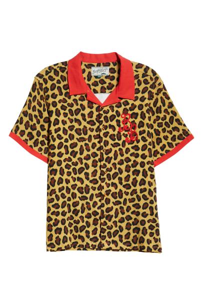 Bogey Boys Leopard Short Sleeve Button-Up Camp Shirt