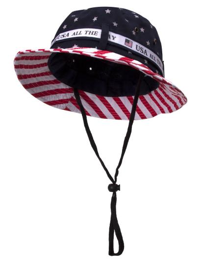 Cotton Twill USA Flag Bucket Hat USA All The Way Boonie