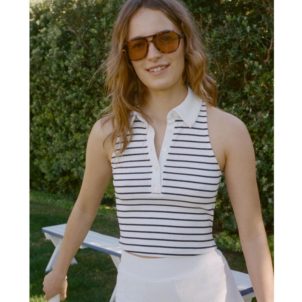 Abercombie Striped Ribbed Polo Tank