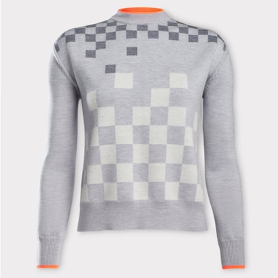 G/Fore JACQUARD CHECKMATE CREWNECK SWEATER