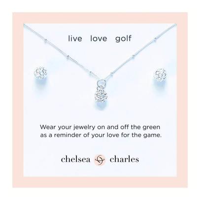 Chelsea Charles CC Sport Silver Golf Ball Necklace and Earrings Gift Set for Little Girls & Tweens
