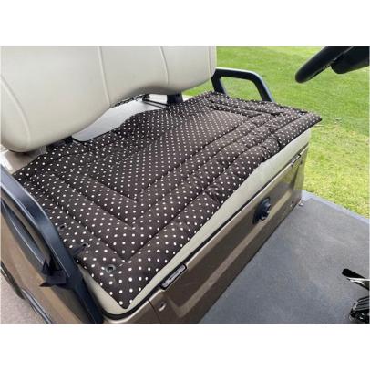 Black and White Canvas Natural Polka Dots Golf Cart Seat Cover by Sittinprettycovers