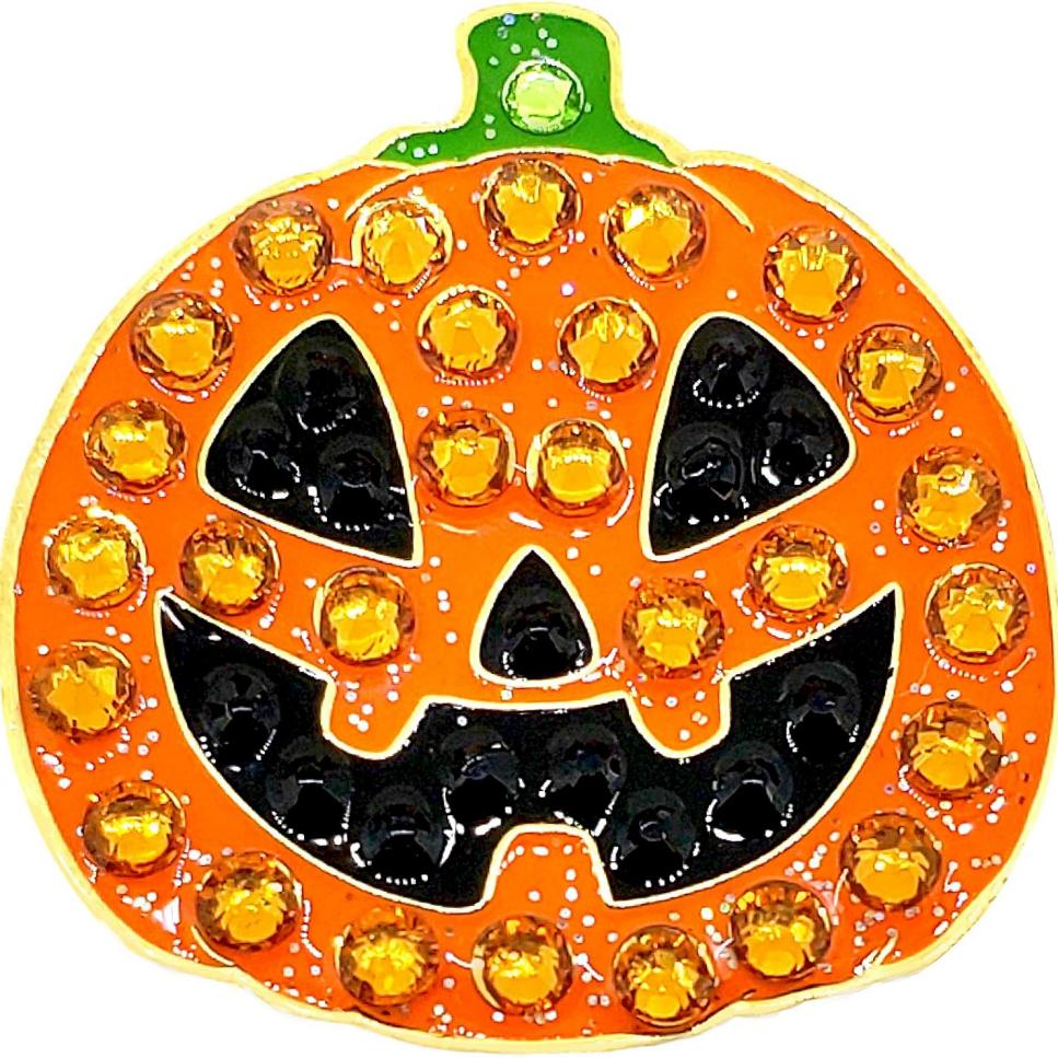 Navika Halloween Jack O'Lantern Pumpkin Golf Ball Marker with Austrian Crystals