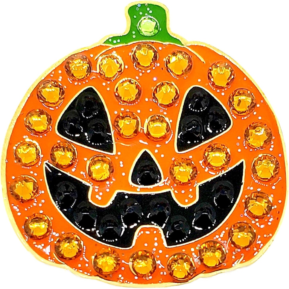 Navika Halloween Jack O'Lantern Pumpkin Golf Ball Marker with Austrian Crystals