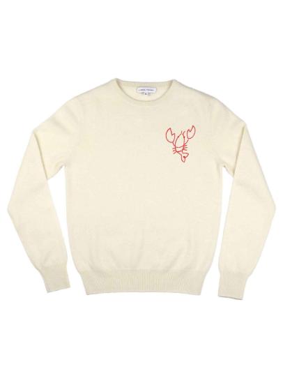 Lingua Franca Hand-Embroidered Lobster Sweater