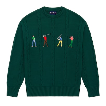 Rowing Blazers "Golfers" Satin-Stitch Cable Knit Sweater