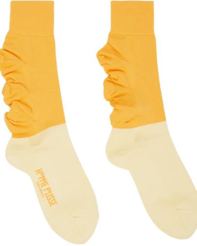 Homme Plissé Issey Miyake Men’s Yellow Flower Socks