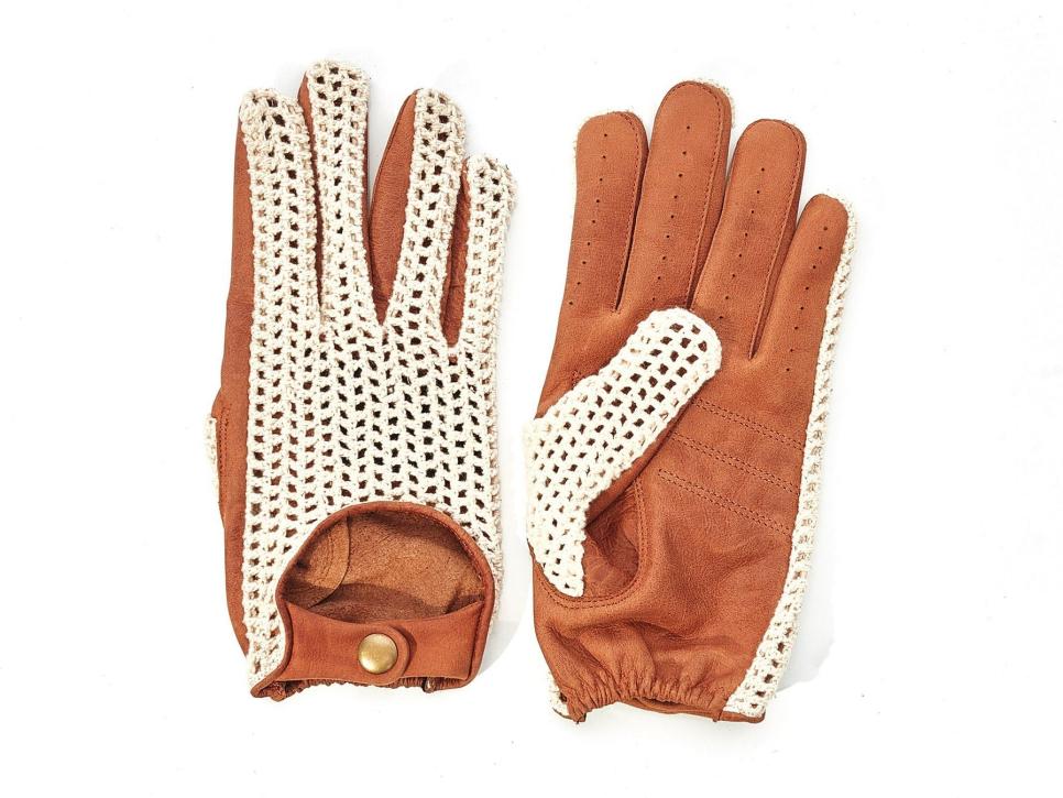 Modest Vintage Player Crochet Knit Leather Driving Gloves