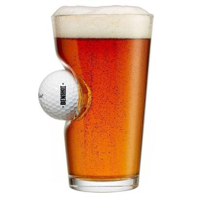 BenShot Pint Glass with Real Golf Ball