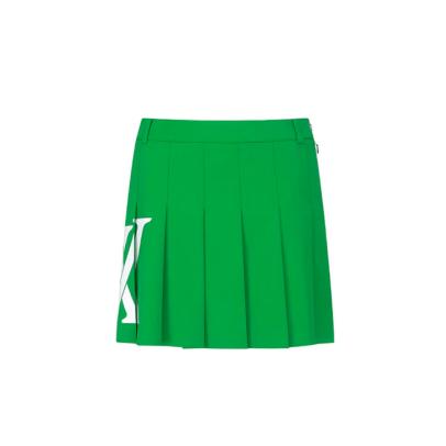 Anew Big Logo Pleats Middle Long Skirt