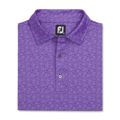 FootJoy Men's Painted Floral Lisle Self Collar Golf Shirt