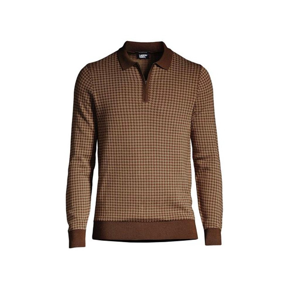 Lands' End Men's Fine Gauge Supima Cotton Zip Polo Sweater - Walmart.com