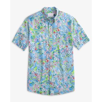 Lily Pulitzer X Southern Tide Lilly Loves South Carolina Short Sleeve Button Down Sport Shirt