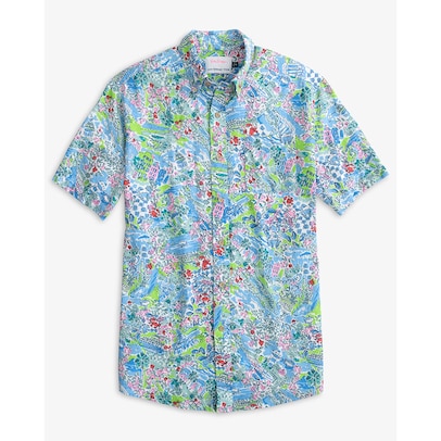 Lily Pulitzer X Southern Tide Lilly Loves South Carolina Short Sleeve Button Down Sport Shirt