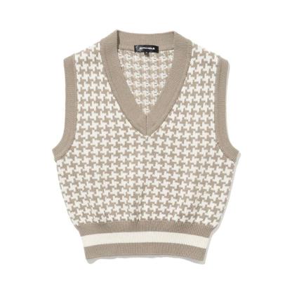 20th Hole Houndstooth Jacquard Women's Crop Knit Vest