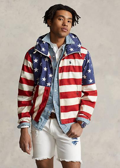 Ralph Lauren Men's Flag-Print Hooded Jacket