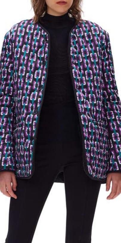 Diane von Furstenberg Women's Domino Reversible Geo Print Quilted Jacket