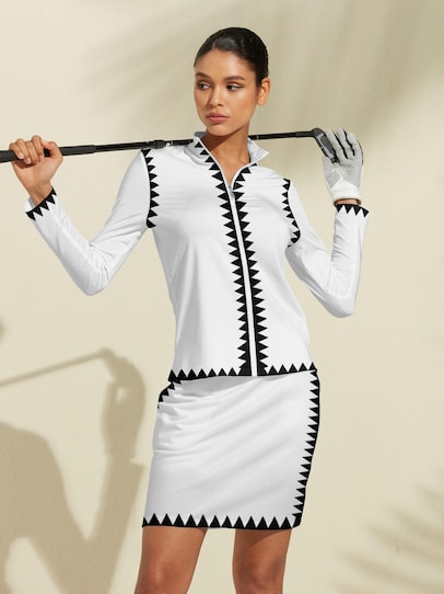 ACEGOLFS Women’s Bold Baroque Golf Shirt Quarterzip UPF50+
