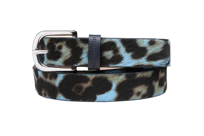 Royal Albartross Women’s Foxtrot 26 Blue Faux Leopard Fur Luxury Designer Golf Belt