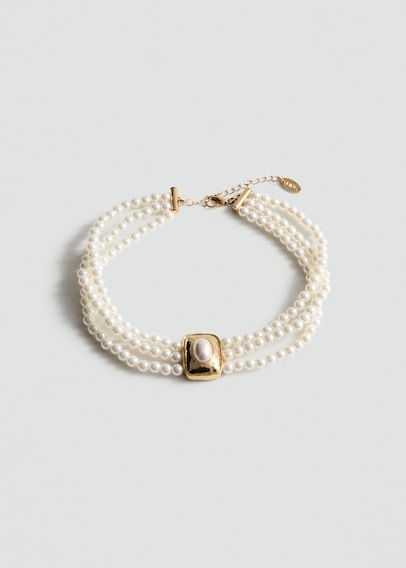 MANGO Triple-pearl necklace