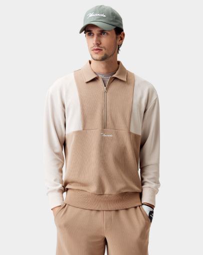 Macade Golf Men's Tan Tech Range Zip Sweater
