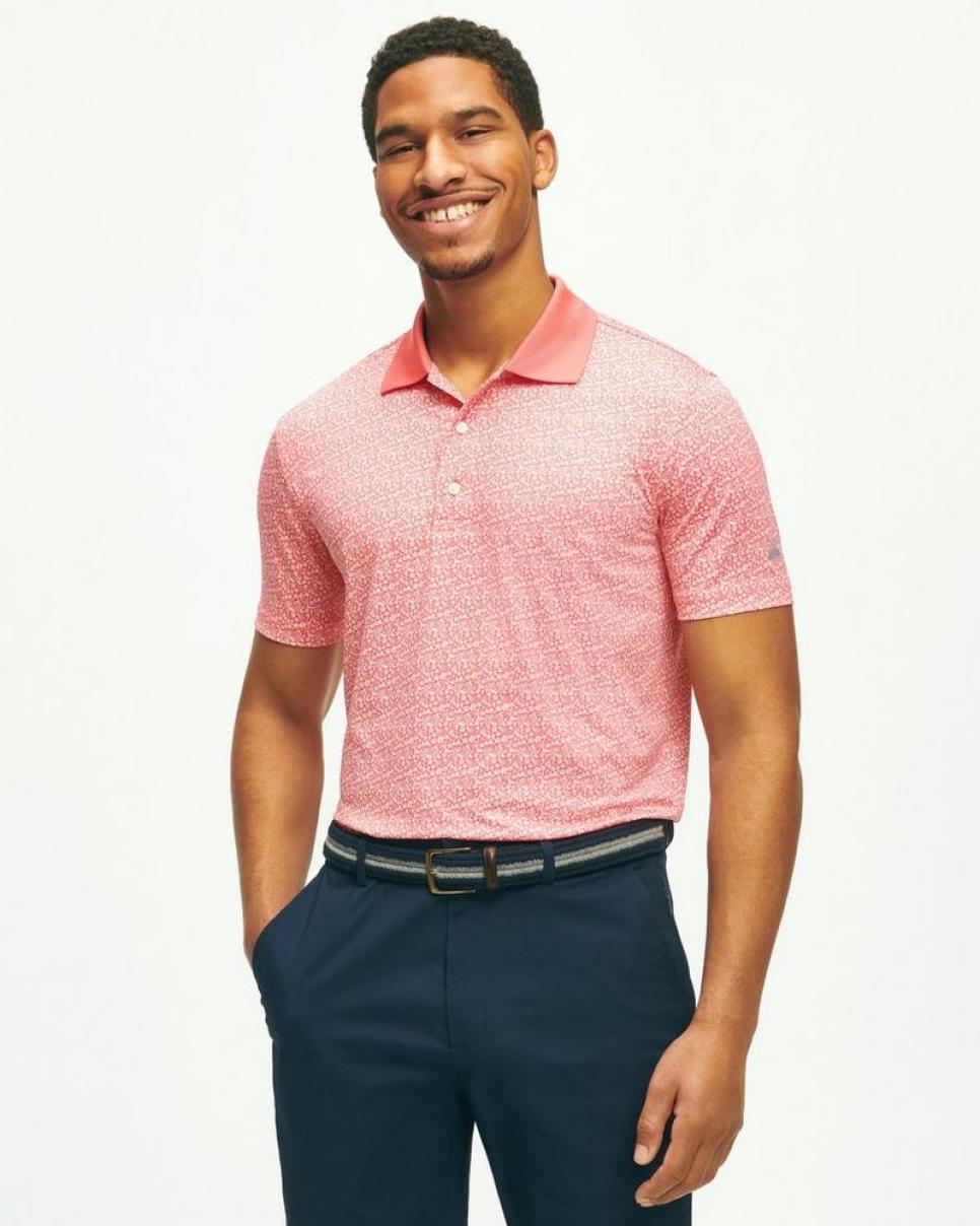 Brooks Brothers Men's Performance Series Hibiscus Print Jersey Polo Shirt