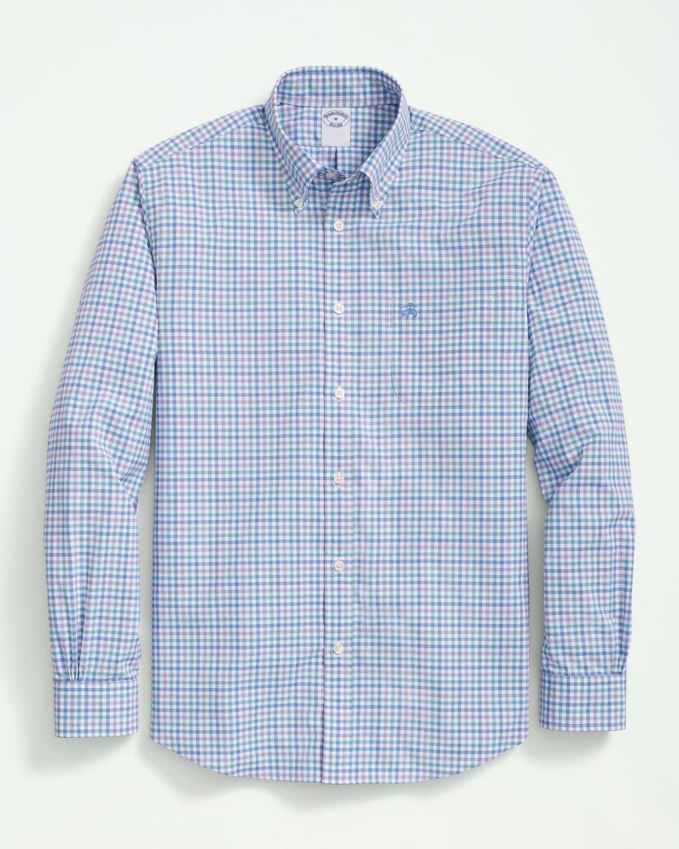 Brooks Brothers Men's  Performance Series Stretch Button-Down Collar, Checked Sport Shirt