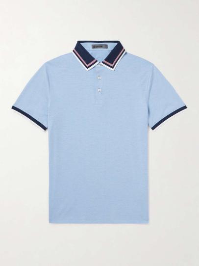 Mr P. + G/FORE Striped Logo-Appliquéd Piqué Polo Shirt