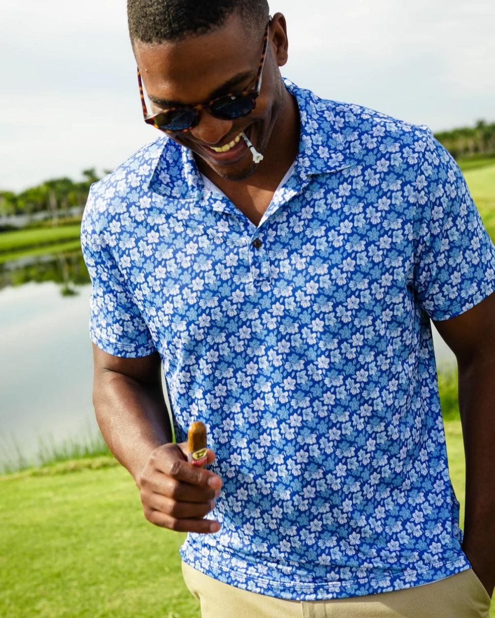 Kenny Flowers The Azaleas Blue Golf Shirt