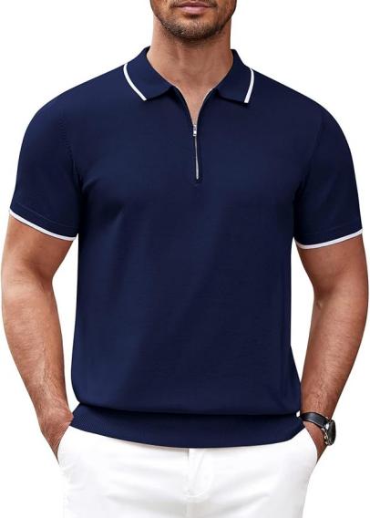 COOFANDY Men's Zipper Polo Shirt